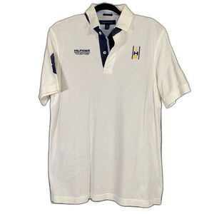TOMMY HILFIGER Custom Fit 1985 Men's Polo Shirt White Front Blue Back Med #917